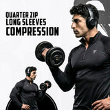 INDYBULL Men’s Black Quarter Zip Long Sleeve Compression Shirt